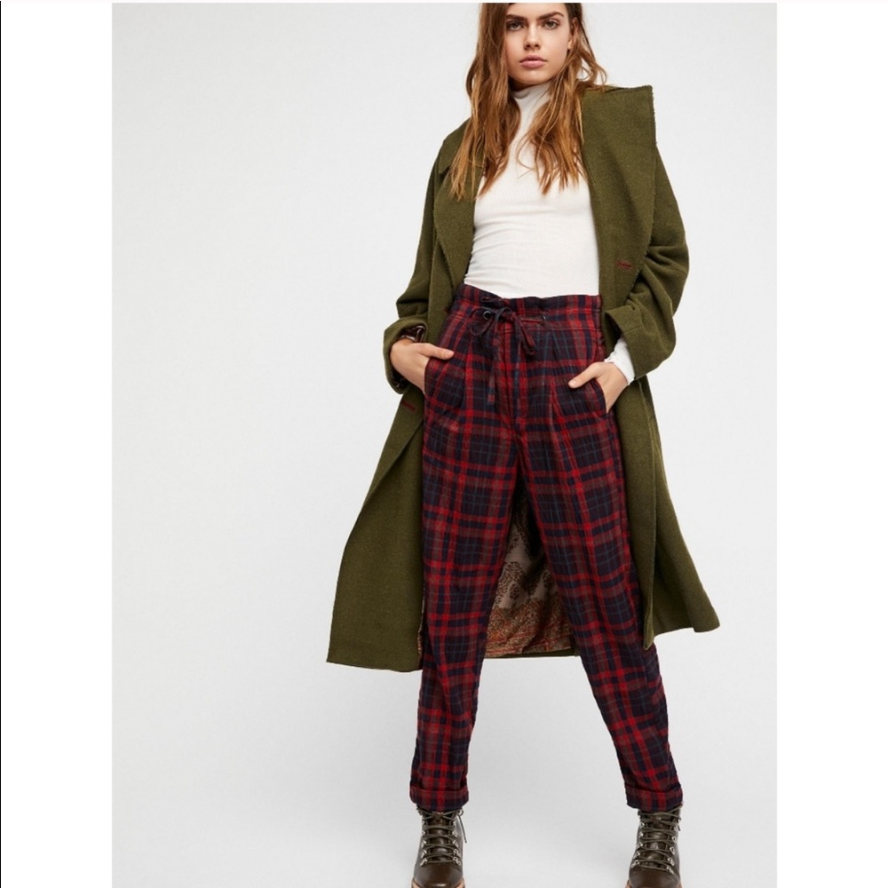 Free People Here and There Plaid Trousers